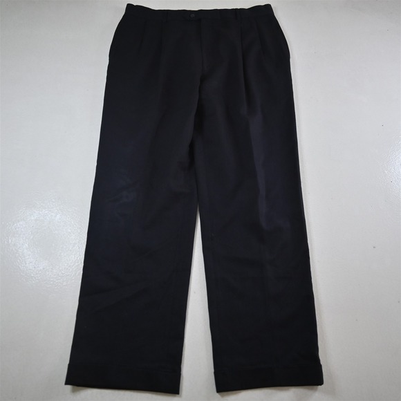 Jos A Bank 34x32 Navy Wool Cashmere Flannel Full Cut Pleated High Waist Pants
